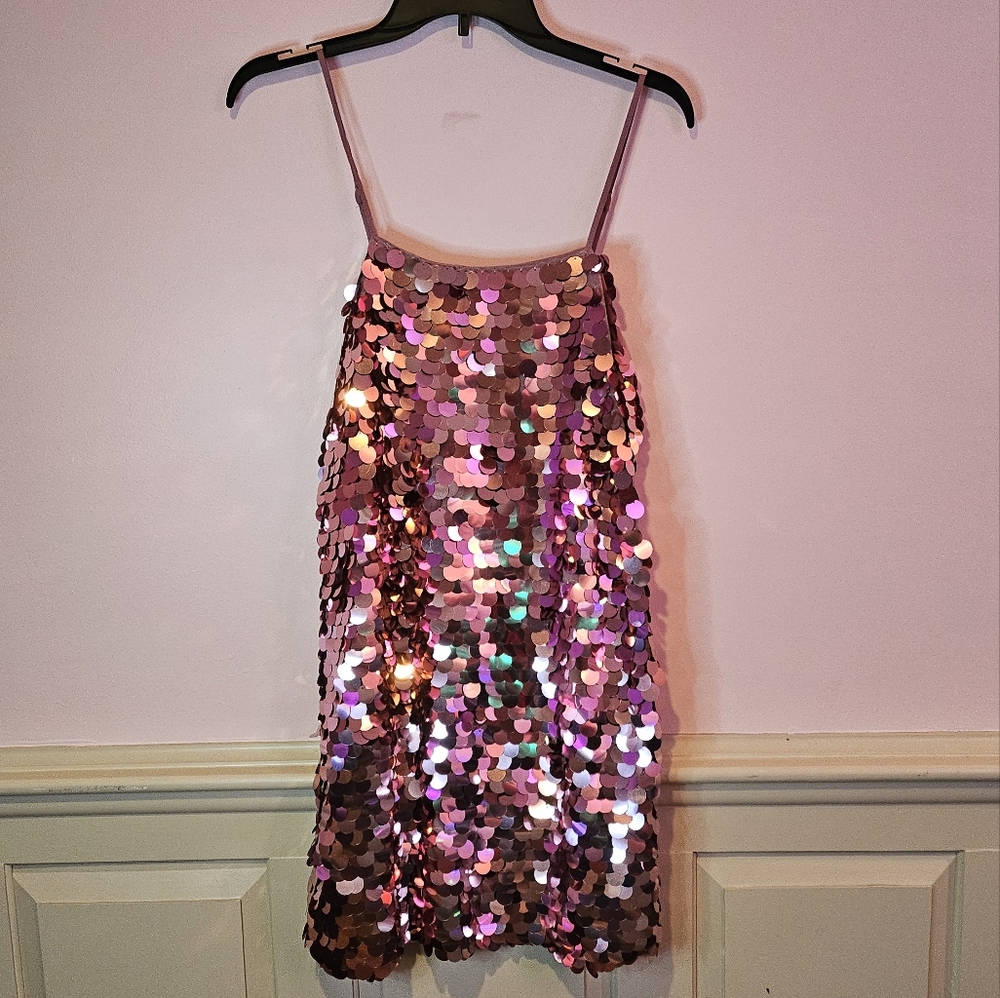 Pink Sequin Mini Dress